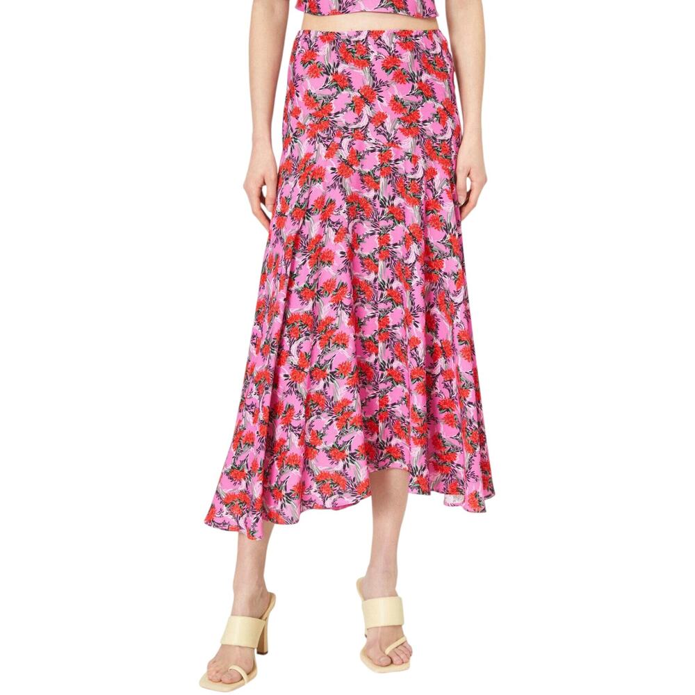 KOTON Skirtly Yours Pink Print Midi Skirt Large NWT